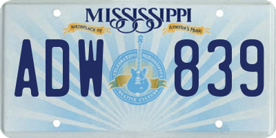MS license plate ADW839