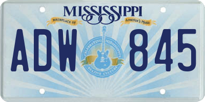 MS license plate ADW845