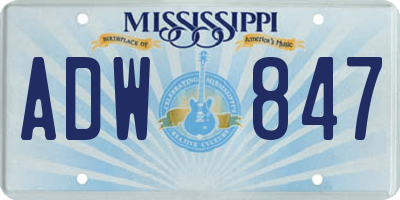 MS license plate ADW847