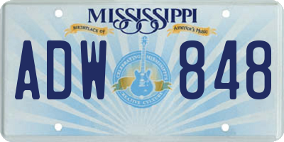 MS license plate ADW848