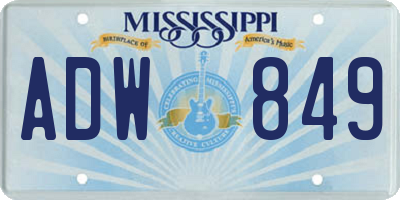 MS license plate ADW849