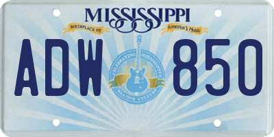 MS license plate ADW850