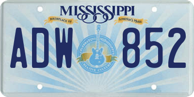 MS license plate ADW852
