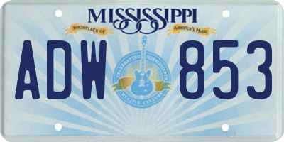 MS license plate ADW853