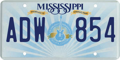 MS license plate ADW854