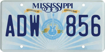 MS license plate ADW856