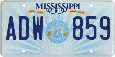 MS license plate ADW859