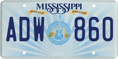 MS license plate ADW860