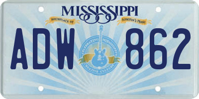 MS license plate ADW862