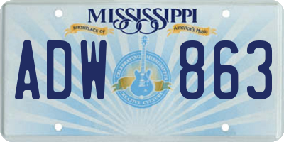 MS license plate ADW863