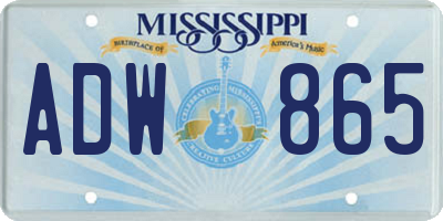 MS license plate ADW865