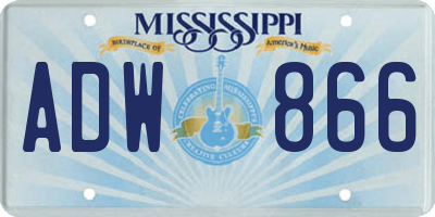 MS license plate ADW866