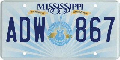 MS license plate ADW867