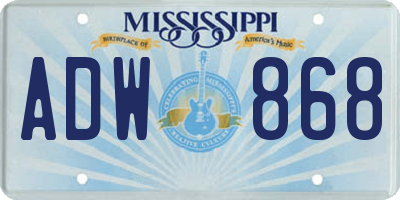 MS license plate ADW868