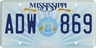 MS license plate ADW869
