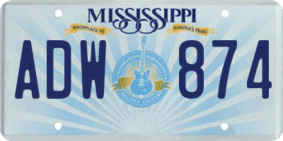 MS license plate ADW874