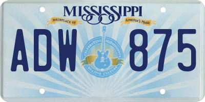 MS license plate ADW875