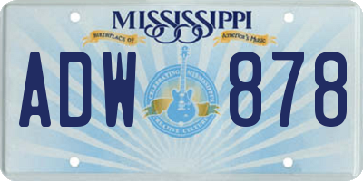 MS license plate ADW878