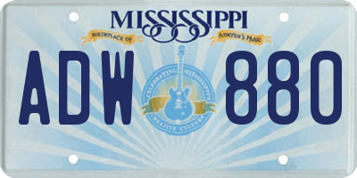 MS license plate ADW880