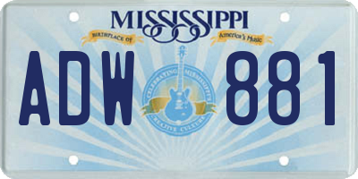 MS license plate ADW881