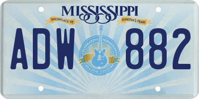 MS license plate ADW882