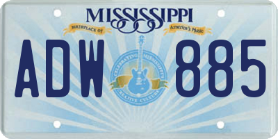 MS license plate ADW885