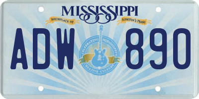 MS license plate ADW890