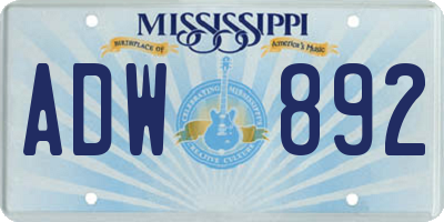 MS license plate ADW892