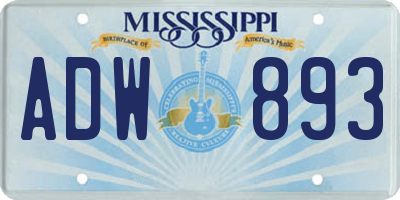 MS license plate ADW893
