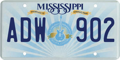 MS license plate ADW902