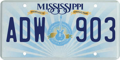 MS license plate ADW903