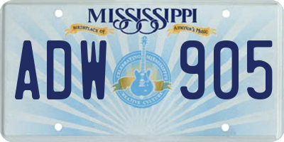 MS license plate ADW905