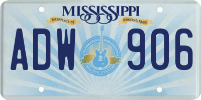 MS license plate ADW906