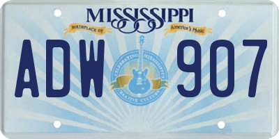 MS license plate ADW907