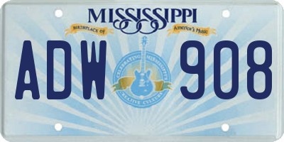 MS license plate ADW908