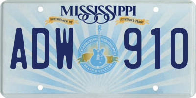 MS license plate ADW910
