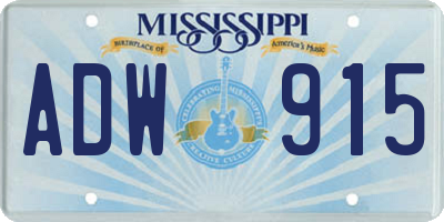 MS license plate ADW915