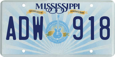 MS license plate ADW918