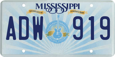 MS license plate ADW919