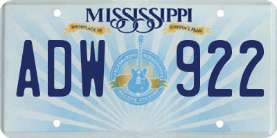 MS license plate ADW922