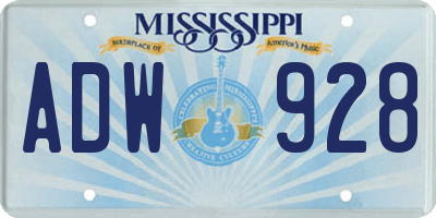 MS license plate ADW928