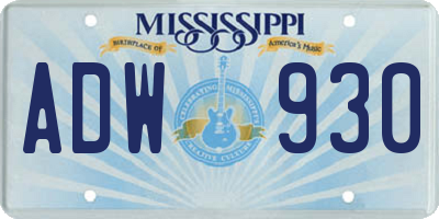 MS license plate ADW930