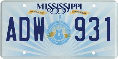 MS license plate ADW931