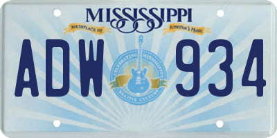MS license plate ADW934
