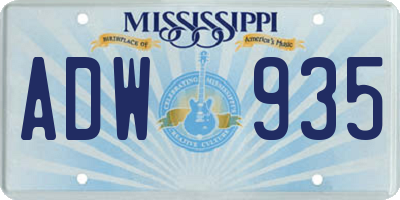 MS license plate ADW935