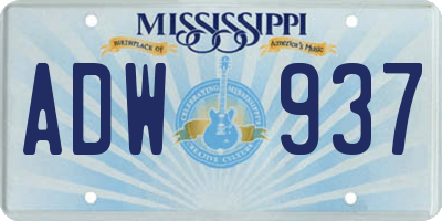 MS license plate ADW937
