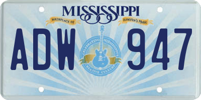 MS license plate ADW947