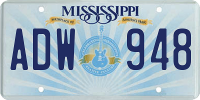 MS license plate ADW948