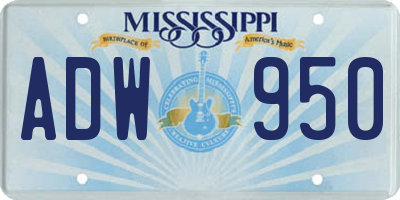 MS license plate ADW950