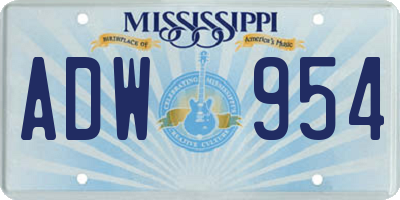 MS license plate ADW954